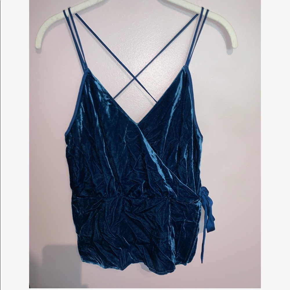 Blue velvet blouse